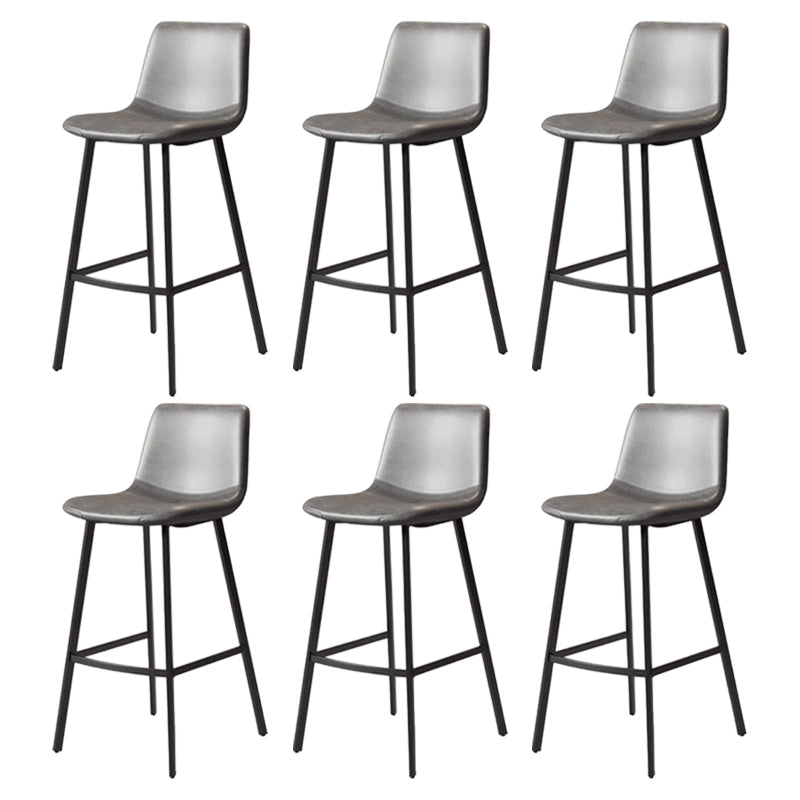 Modern Backrest Armless Counter Stool Iron Milk Tea Shop Bar Stool with Leather Cushion Black Gray 6 Piece Set Clearhalo 'Bar Furniture' 'Bar Stools' 'bar_stools' 'furn' 'furn_bar_stools' 'Furniture' 'Kitchen & Dining Furniture' 5433190