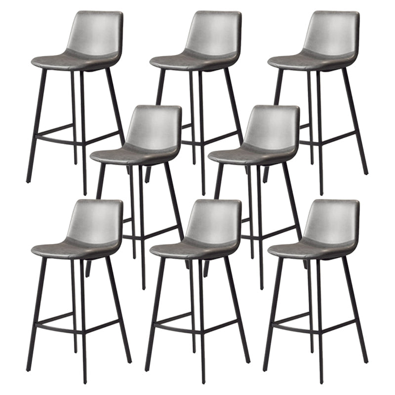 Modern Backrest Armless Counter Stool Iron Milk Tea Shop Bar Stool with Leather Cushion Black Gray 8 Piece Set Clearhalo 'Bar Furniture' 'Bar Stools' 'bar_stools' 'furn' 'furn_bar_stools' 'Furniture' 'Kitchen & Dining Furniture' 5433191