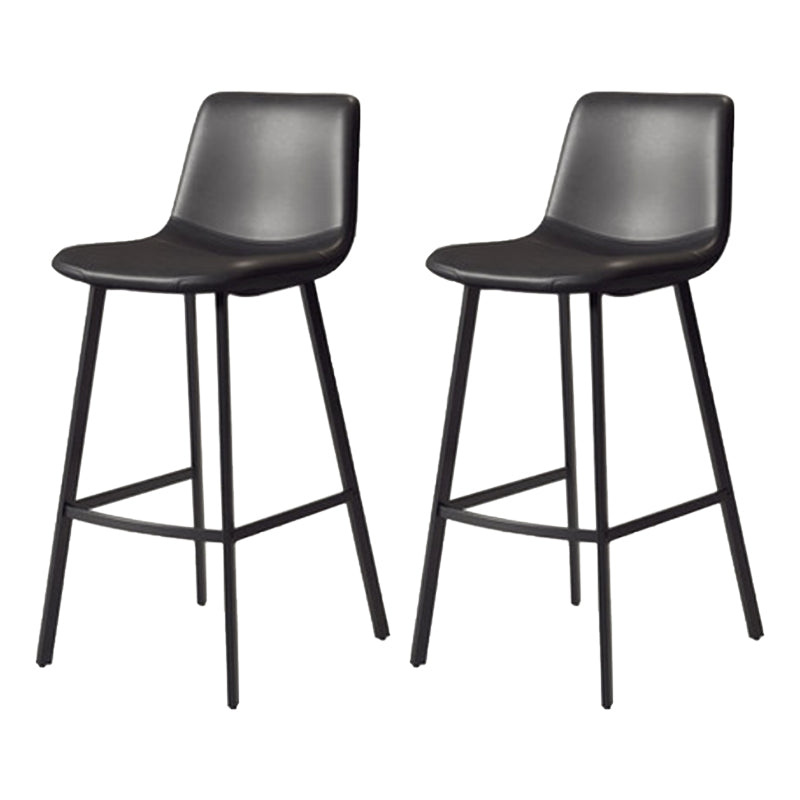 Modern Backrest Armless Counter Stool Iron Milk Tea Shop Bar Stool with Leather Cushion Black Black 2 Piece Set Clearhalo 'Bar Furniture' 'Bar Stools' 'bar_stools' 'furn' 'furn_bar_stools' 'Furniture' 'Kitchen & Dining Furniture' 5433193