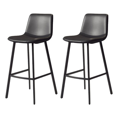 Modern Backrest Armless Counter Stool Iron Milk Tea Shop Bar Stool with Leather Cushion Black Black 2 Piece Set Clearhalo 'Bar Furniture' 'Bar Stools' 'bar_stools' 'furn' 'furn_bar_stools' 'Furniture' 'Kitchen & Dining Furniture' 5433193