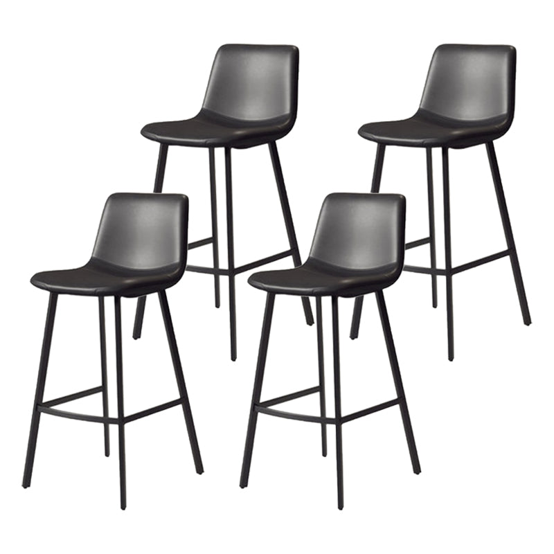 Modern Backrest Armless Counter Stool Iron Milk Tea Shop Bar Stool with Leather Cushion Black Black 4 Piece Set Clearhalo 'Bar Furniture' 'Bar Stools' 'bar_stools' 'furn' 'furn_bar_stools' 'Furniture' 'Kitchen & Dining Furniture' 5433194