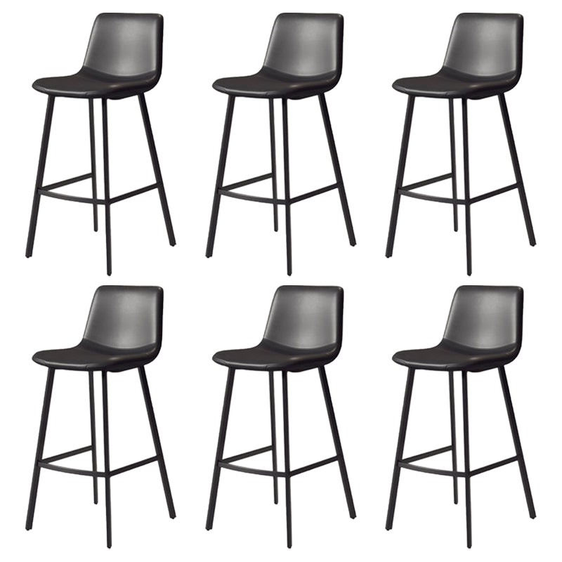 Modern Backrest Armless Counter Stool Iron Milk Tea Shop Bar Stool with Leather Cushion Black Black 6 Piece Set Clearhalo 'Bar Furniture' 'Bar Stools' 'bar_stools' 'furn' 'furn_bar_stools' 'Furniture' 'Kitchen & Dining Furniture' 5433195