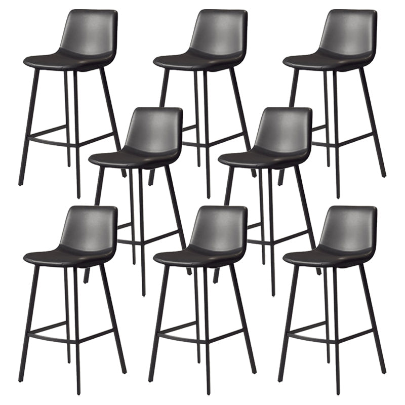 Modern Backrest Armless Counter Stool Iron Milk Tea Shop Bar Stool with Leather Cushion Black Black 8 Piece Set Clearhalo 'Bar Furniture' 'Bar Stools' 'bar_stools' 'furn' 'furn_bar_stools' 'Furniture' 'Kitchen & Dining Furniture' 5433196