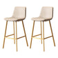 Modern Backrest Armless Counter Stool Iron Milk Tea Shop Bar Stool with Leather Cushion Gold White 2 Piece Set Clearhalo 'Bar Furniture' 'Bar Stools' 'bar_stools' 'furn' 'furn_bar_stools' 'Furniture' 'Kitchen & Dining Furniture' 5433197