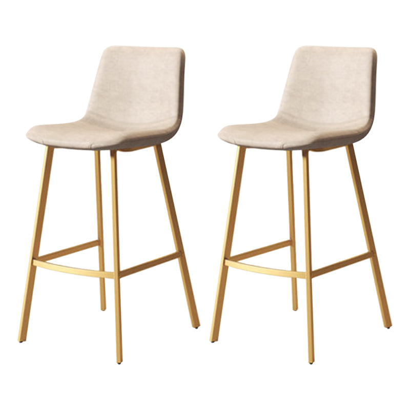 Modern Backrest Armless Counter Stool Iron Milk Tea Shop Bar Stool with Leather Cushion Gold White 2 Piece Set Clearhalo 'Bar Furniture' 'Bar Stools' 'bar_stools' 'furn' 'furn_bar_stools' 'Furniture' 'Kitchen & Dining Furniture' 5433197