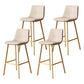 Modern Backrest Armless Counter Stool Iron Milk Tea Shop Bar Stool with Leather Cushion Gold White 4 Piece Set Clearhalo 'Bar Furniture' 'Bar Stools' 'bar_stools' 'furn' 'furn_bar_stools' 'Furniture' 'Kitchen & Dining Furniture' 5433198