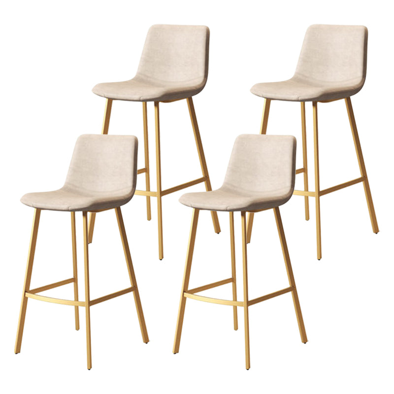 Modern Backrest Armless Counter Stool Iron Milk Tea Shop Bar Stool with Leather Cushion Gold White 4 Piece Set Clearhalo 'Bar Furniture' 'Bar Stools' 'bar_stools' 'furn' 'furn_bar_stools' 'Furniture' 'Kitchen & Dining Furniture' 5433198