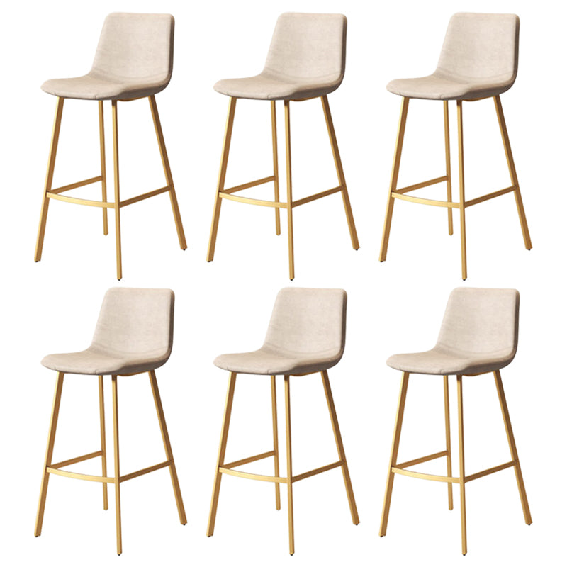 Modern Backrest Armless Counter Stool Iron Milk Tea Shop Bar Stool with Leather Cushion Gold White 6 Piece Set Clearhalo 'Bar Furniture' 'Bar Stools' 'bar_stools' 'furn' 'furn_bar_stools' 'Furniture' 'Kitchen & Dining Furniture' 5433199