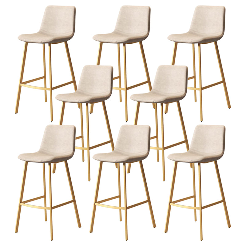 Modern Backrest Armless Counter Stool Iron Milk Tea Shop Bar Stool with Leather Cushion Gold White 8 Piece Set Clearhalo 'Bar Furniture' 'Bar Stools' 'bar_stools' 'furn' 'furn_bar_stools' 'Furniture' 'Kitchen & Dining Furniture' 5433200