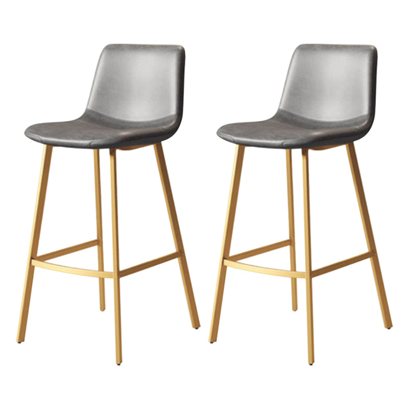 Modern Backrest Armless Counter Stool Iron Milk Tea Shop Bar Stool with Leather Cushion Gold Gray 2 Piece Set Clearhalo 'Bar Furniture' 'Bar Stools' 'bar_stools' 'furn' 'furn_bar_stools' 'Furniture' 'Kitchen & Dining Furniture' 5433201