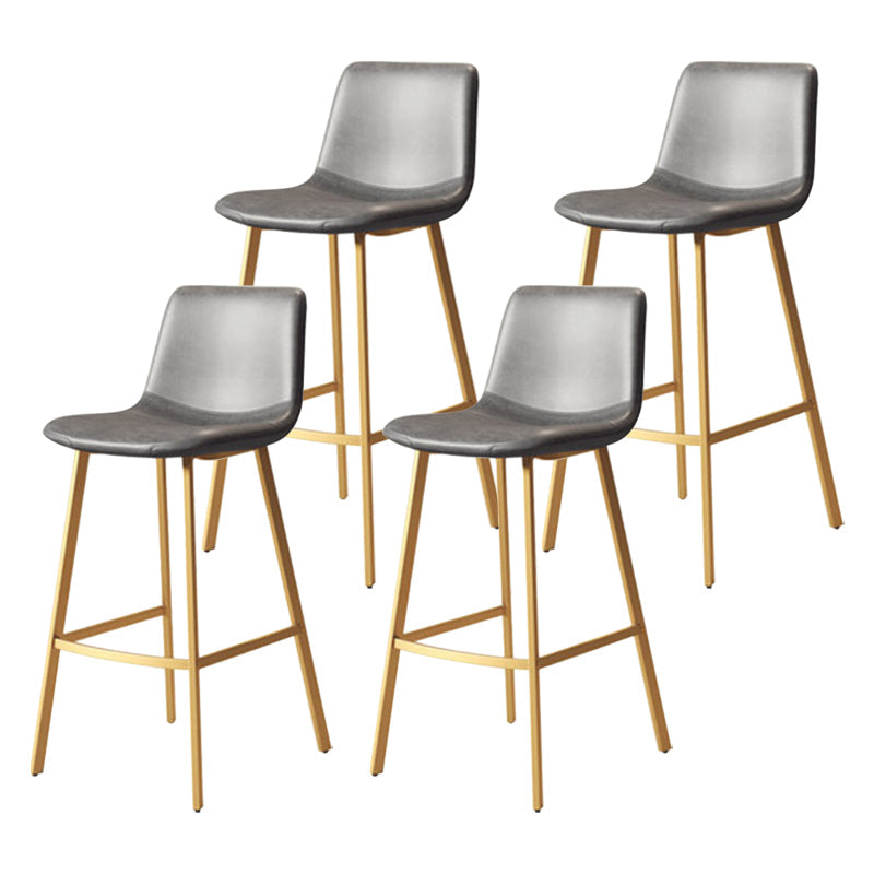 Modern Backrest Armless Counter Stool Iron Milk Tea Shop Bar Stool with Leather Cushion Gold Gray 4 Piece Set Clearhalo 'Bar Furniture' 'Bar Stools' 'bar_stools' 'furn' 'furn_bar_stools' 'Furniture' 'Kitchen & Dining Furniture' 5433202