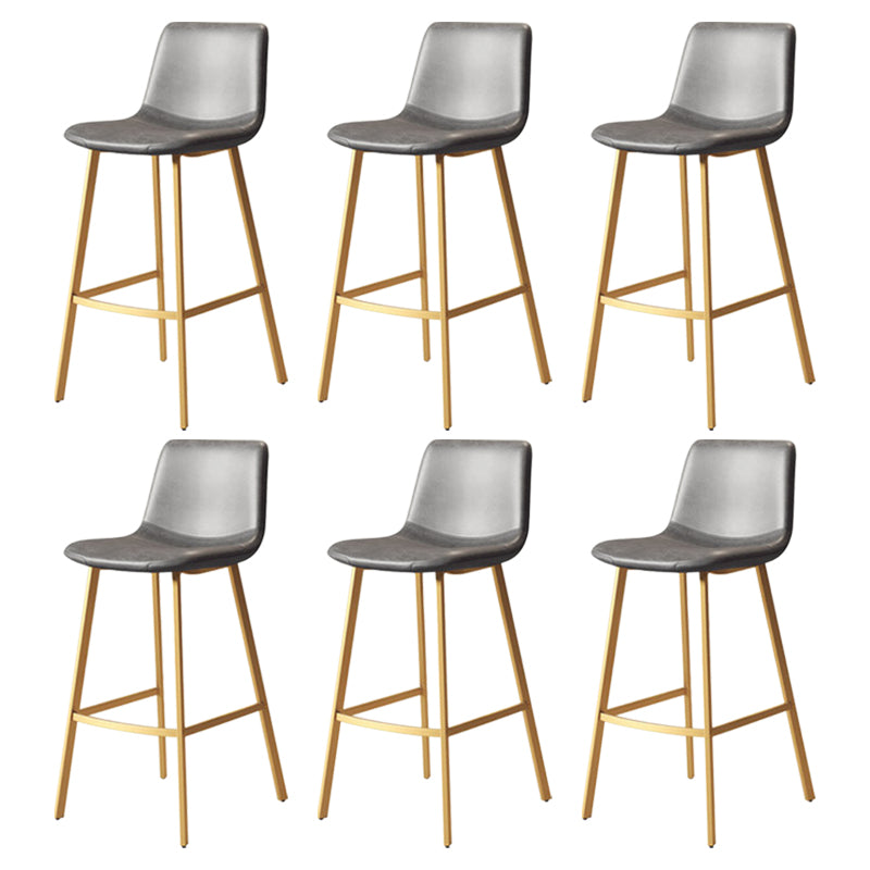 Modern Backrest Armless Counter Stool Iron Milk Tea Shop Bar Stool with Leather Cushion Gold Gray 6 Piece Set Clearhalo 'Bar Furniture' 'Bar Stools' 'bar_stools' 'furn' 'furn_bar_stools' 'Furniture' 'Kitchen & Dining Furniture' 5433203