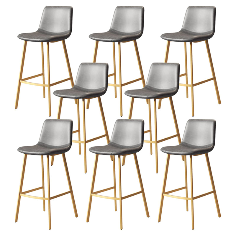 Modern Backrest Armless Counter Stool Iron Milk Tea Shop Bar Stool with Leather Cushion Gold Gray 8 Piece Set Clearhalo 'Bar Furniture' 'Bar Stools' 'bar_stools' 'furn' 'furn_bar_stools' 'Furniture' 'Kitchen & Dining Furniture' 5433204