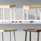 Taburete moderno sin brazo sin espalda de hierro con asiento de madera con asiento de madera