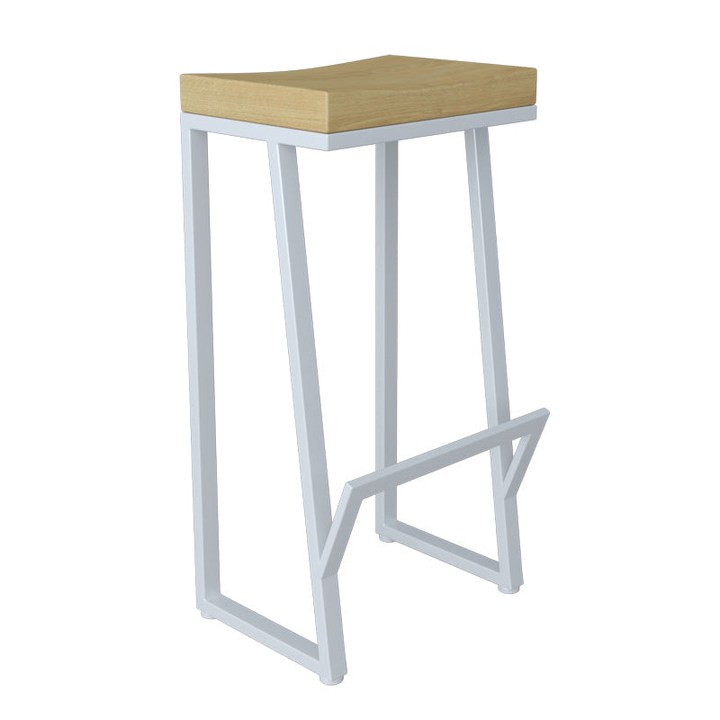 Moderne armloze backless aanrechtkruk IJzeren keukenbalk met houten stoel