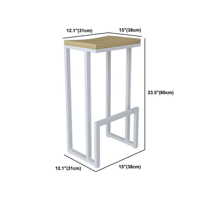 Moderne armloze backless aanrechtkruk IJzeren keukenbalk met houten stoel