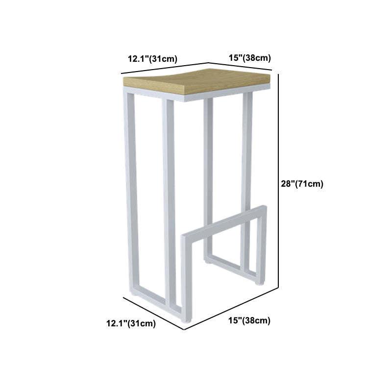 Moderne armloze backless aanrechtkruk IJzeren keukenbalk met houten stoel