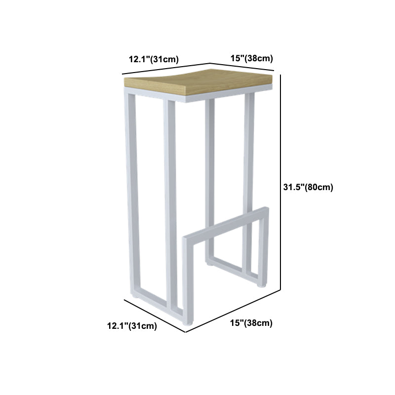 Moderne armloze backless aanrechtkruk IJzeren keukenbalk met houten stoel