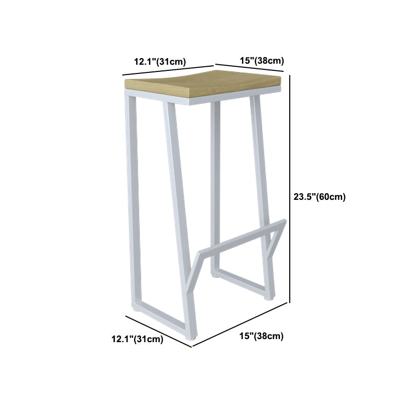 Moderne armloze backless aanrechtkruk IJzeren keukenbalk met houten stoel