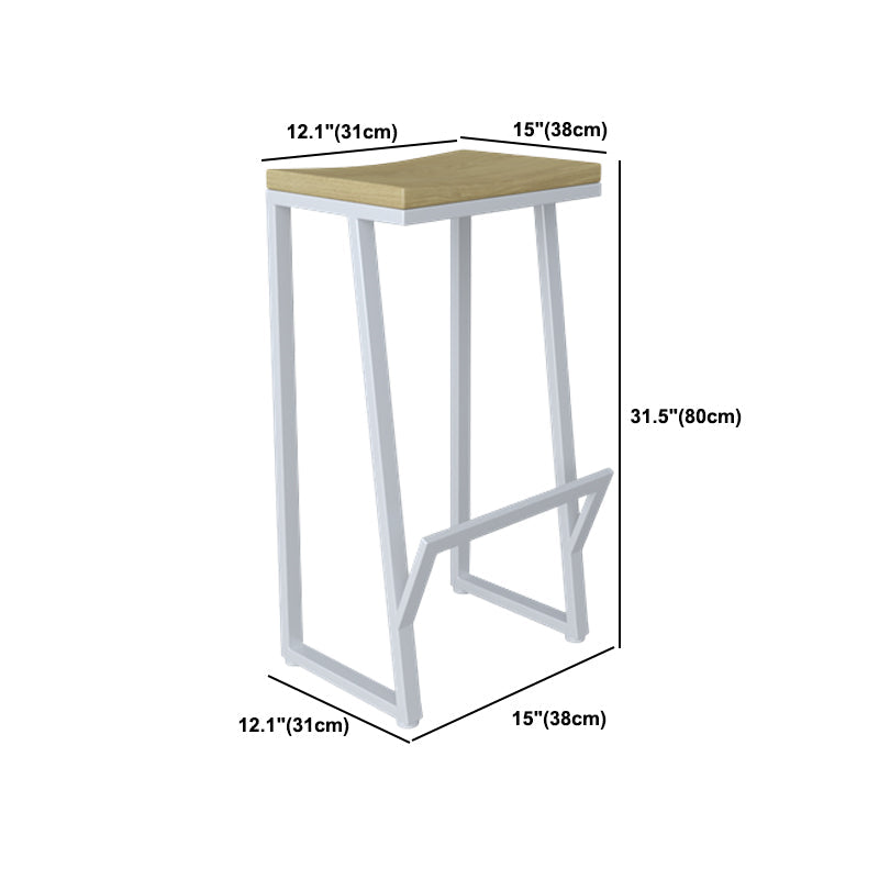 Moderne armloze backless aanrechtkruk IJzeren keukenbalk met houten stoel
