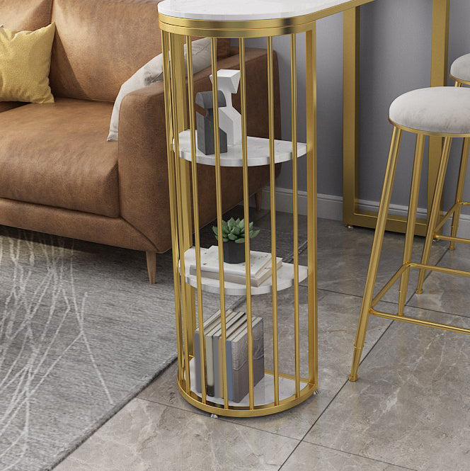 1/3 pezzi Glam Iron Bar Set Set di Bistro in marmo in finto bianco con scaffale
