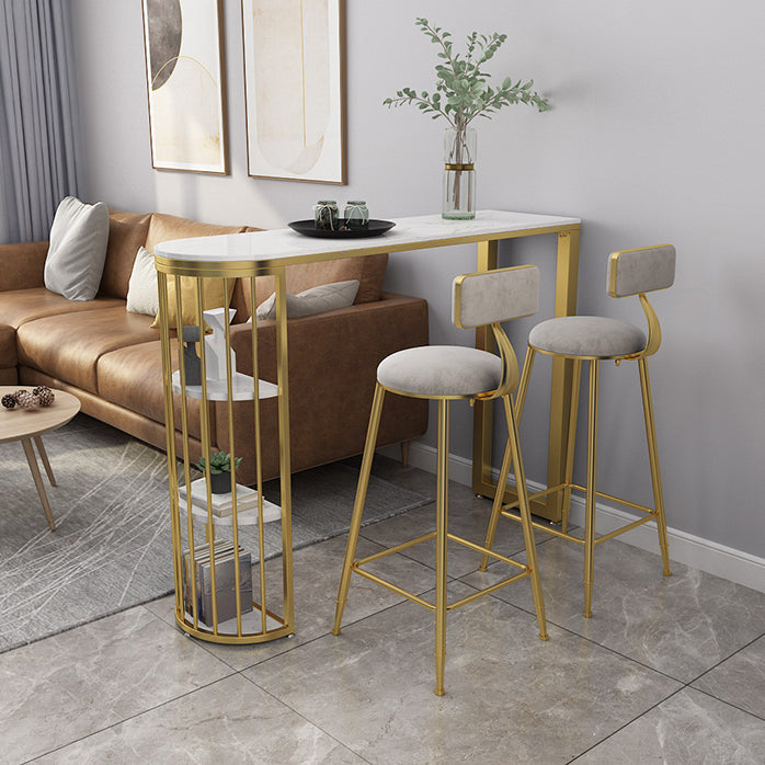 1/3 pezzi Glam Iron Bar Set Set di Bistro in marmo in finto bianco con scaffale