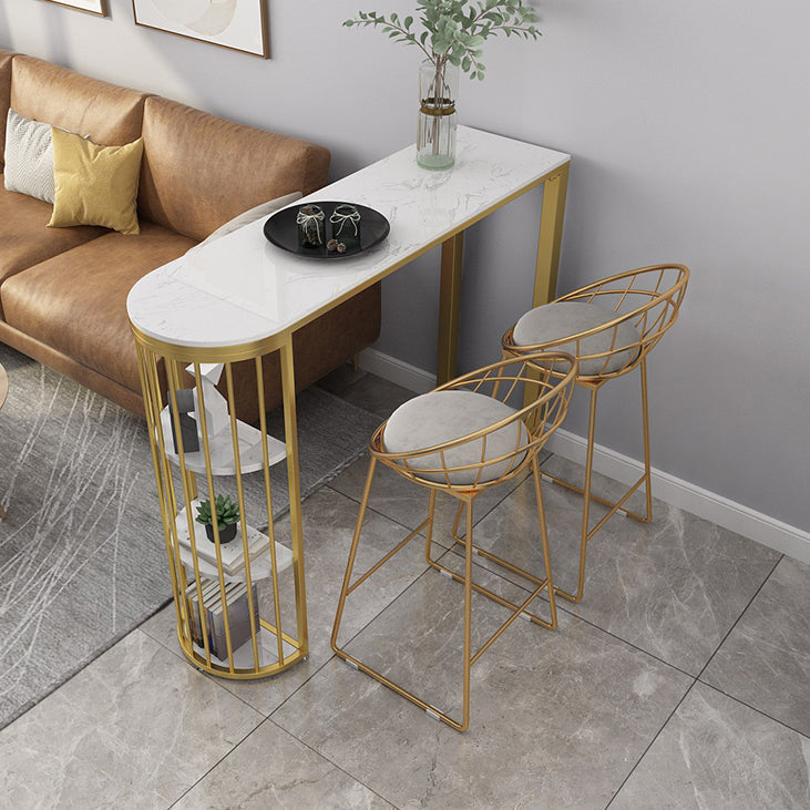 1/3 pezzi Glam Iron Bar Set Set di Bistro in marmo in finto bianco con scaffale