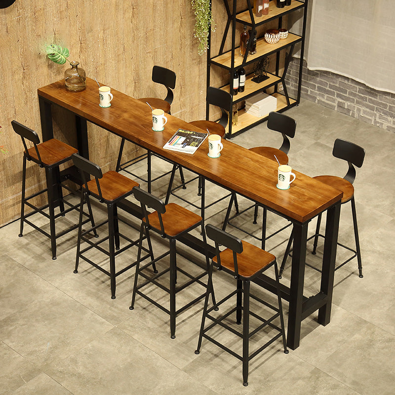 Modern Coffee Shop Bar Table Set 1/2/5/9 Pieces Rectangle Wood Pub Dining Set Clearhalo 'Bar Furniture' 'furn' 'furn_home_bar_bar_sets' 'Furniture' 'Home Bars & Bar Sets' 'home_bar_bar_sets' 'Kitchen & Dining Furniture' 5433483