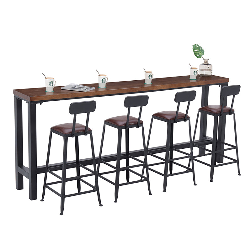 Modern Coffee Shop Bar Table Set 1/2/5/9 Pieces Rectangle Wood Pub Dining Set 5 Pieces: Table, 4 Black Chairs Clearhalo 'Bar Furniture' 'furn' 'furn_home_bar_bar_sets' 'Furniture' 'Home Bars & Bar Sets' 'home_bar_bar_sets' 'Kitchen & Dining Furniture' 5433488