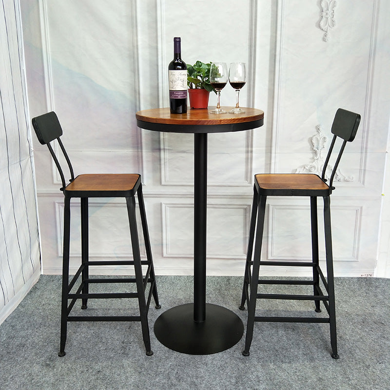 Tavolo da bar in legno massiccio industriale set 1/2/3 pezzi Tavolino con sgabelli alti