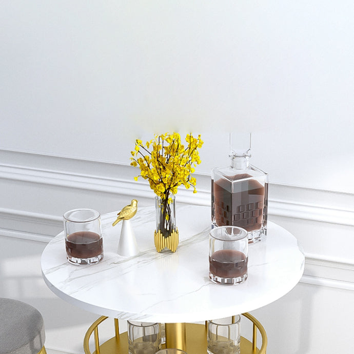 Marmorbalken -Tisch -Set 1/2/3 Stücke Glam Matte Finish -Barhocker und Tischsatz