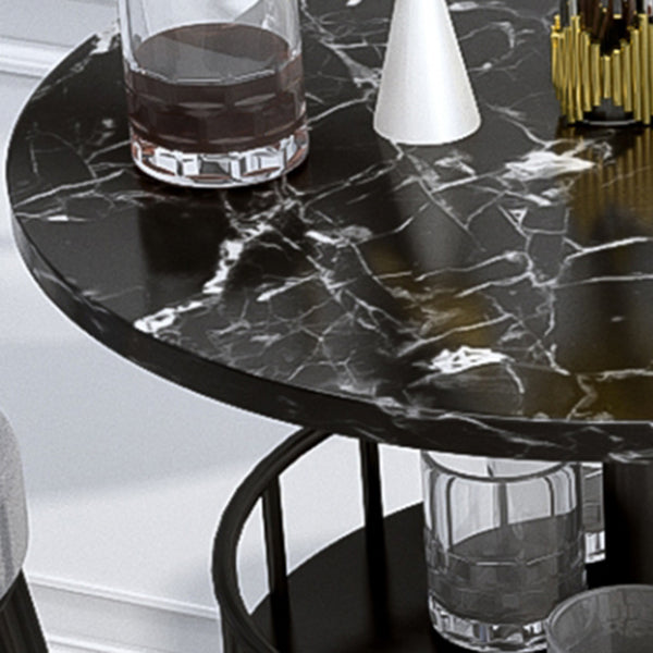 Marmorbalken -Tisch -Set 1/2/3 Stücke Glam Matte Finish -Barhocker und Tischsatz