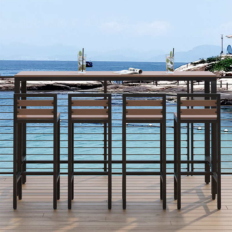 Industrial Rectangle Artificial Wood Bar Table Set 1/5 Pieces Counter Table with Stools