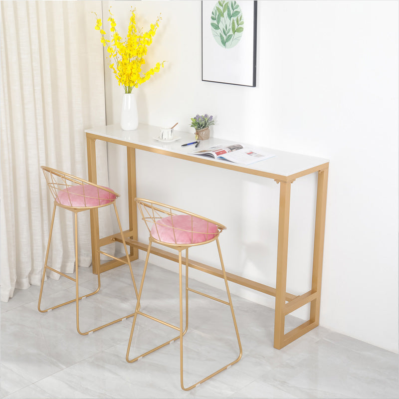 1/2/3/5 pièces Glam Glam Iron Bar Table Set Recangle Bistro Set avec un faux marbre blanc