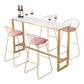 1/2/3/5 pièces Glam Glam Iron Bar Table Set Recangle Bistro Set avec un faux marbre blanc