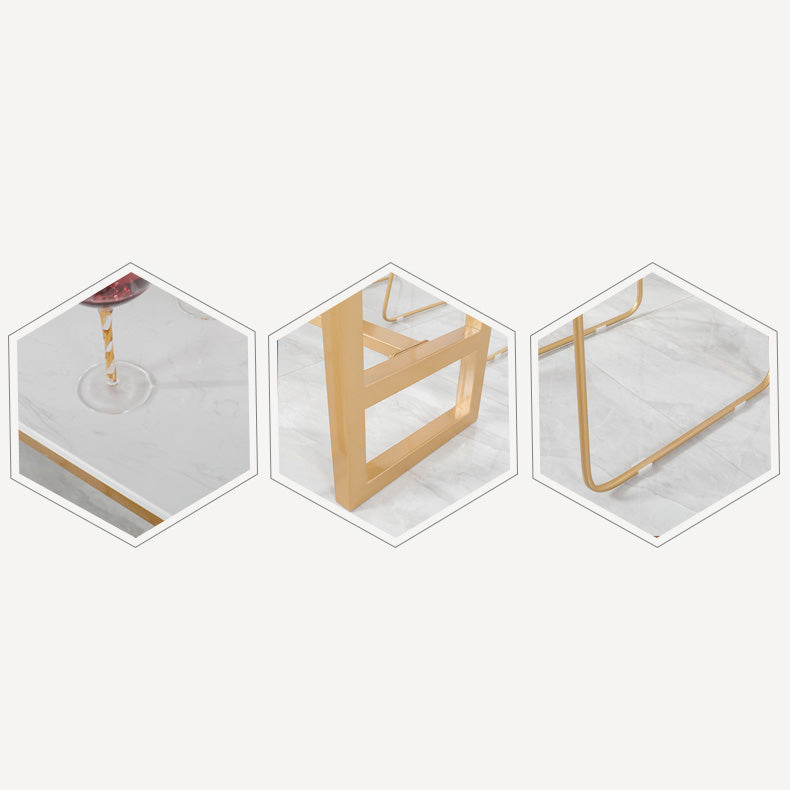 1/2/3/5 pièces Glam Glam Iron Bar Table Set Recangle Bistro Set avec un faux marbre blanc