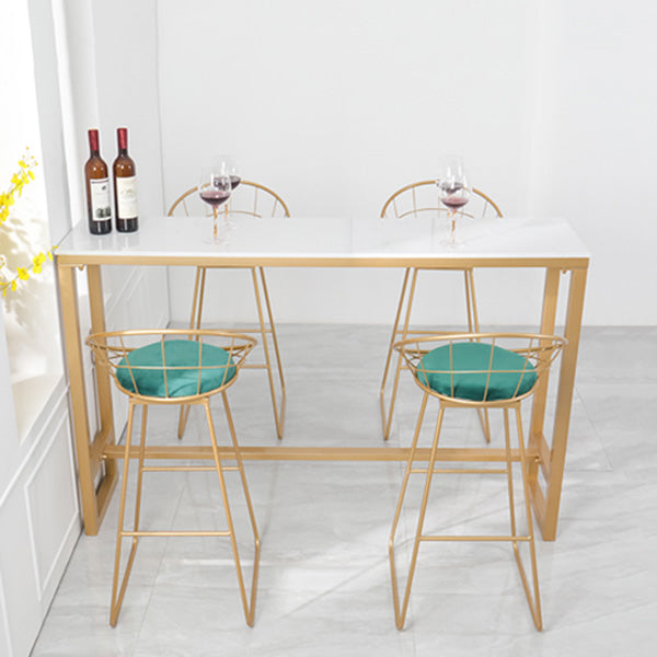 1/2/3/5 pièces Glam Glam Iron Bar Table Set Recangle Bistro Set avec un faux marbre blanc
