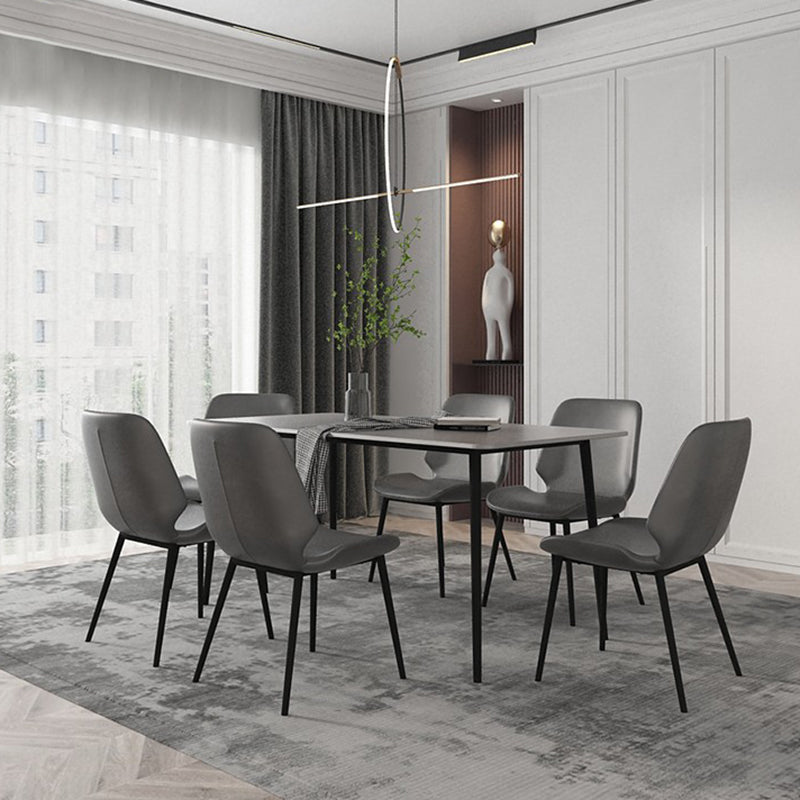 Set da pranzo moderno grigio Set tavolo da pranzo rettangolare da 1/4/7 pezzi con piano in pietra
