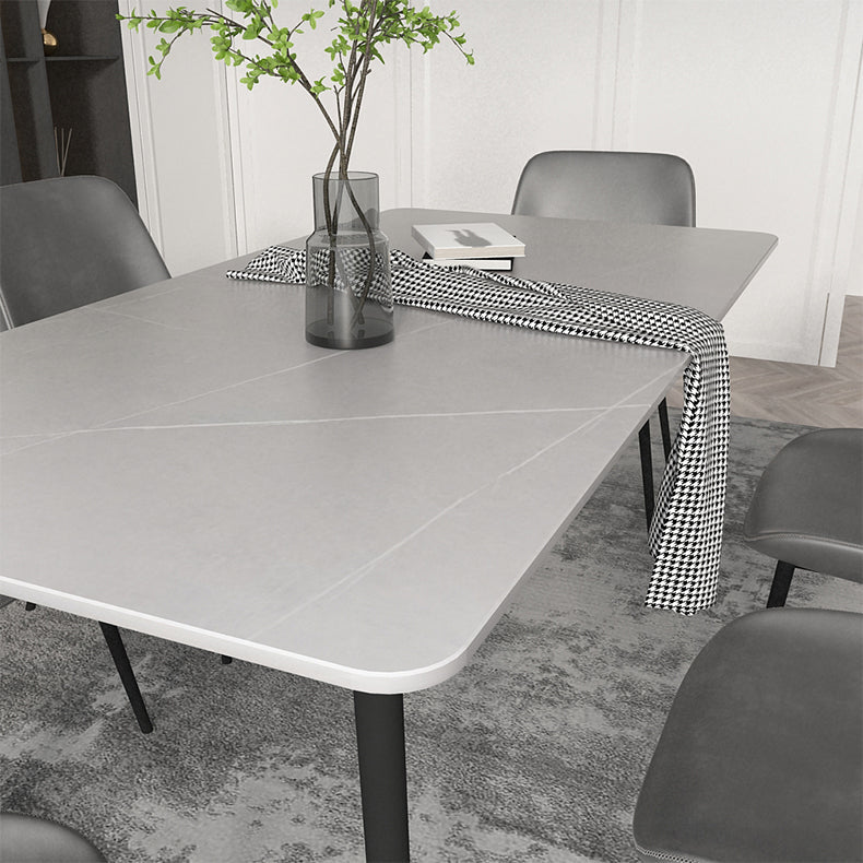 Set da pranzo moderno grigio Set tavolo da pranzo rettangolare da 1/4/7 pezzi con piano in pietra