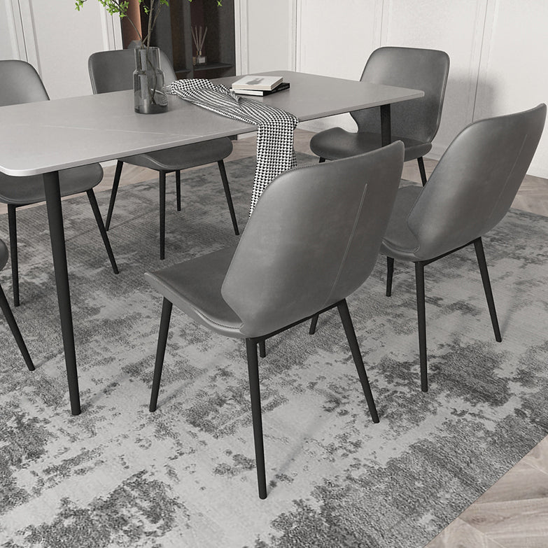 Set da pranzo moderno grigio Set tavolo da pranzo rettangolare da 1/4/7 pezzi con piano in pietra