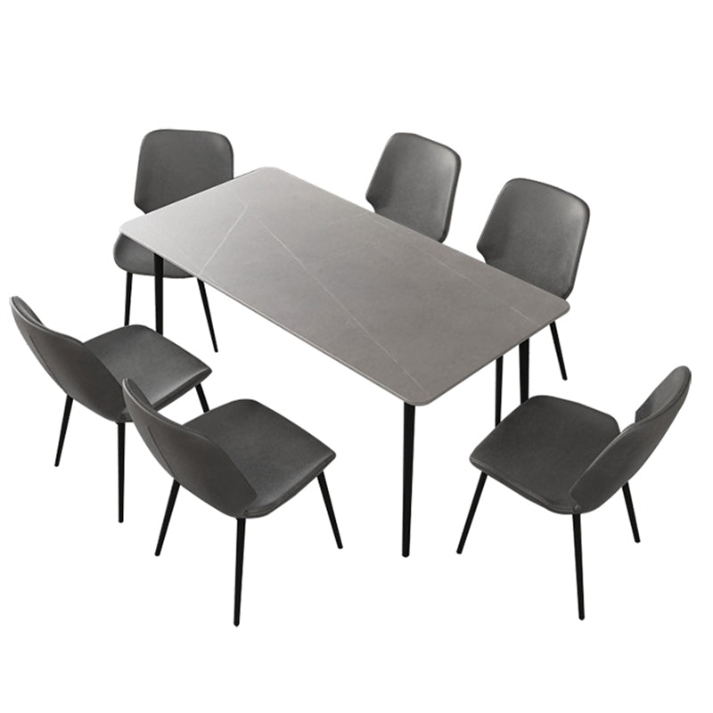 Set da pranzo moderno grigio Set tavolo da pranzo rettangolare da 1/4/7 pezzi con piano in pietra