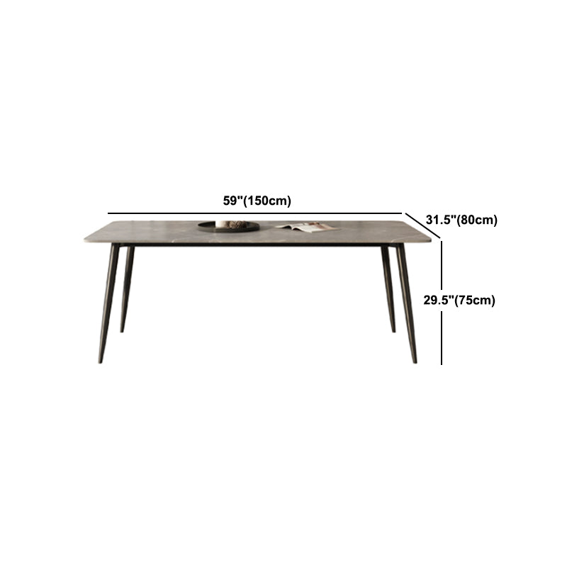 Set da pranzo moderno grigio Set tavolo da pranzo rettangolare da 1/4/7 pezzi con piano in pietra