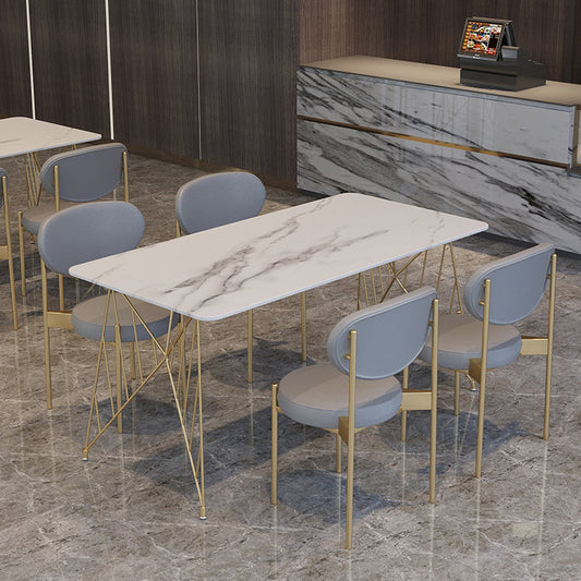 White Stone Top Dining Table Set 1/2/5 Pieces Contemporary Indoor Dinette Set Clearhalo 'Dining Room Sets' 'Dining Tables & Seating' 'dining_room_set' 'furn' 'furn_dining_room_set' 'Furniture' 'Kitchen & Dining Furniture' 5433740