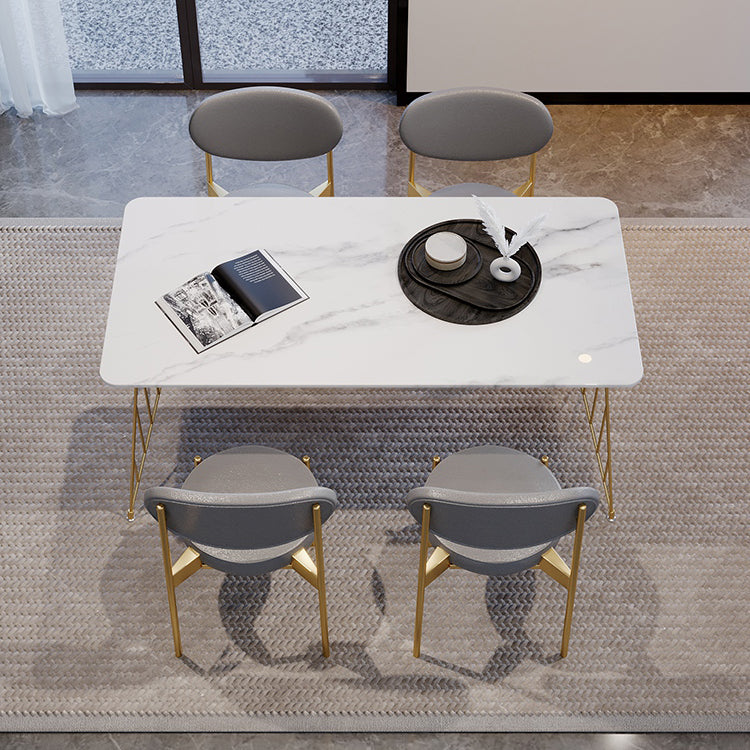 White Stone Top Dining Table Set 1/2/5 Pieces Contemporary Indoor Dinette Set Clearhalo 'Dining Room Sets' 'Dining Tables & Seating' 'dining_room_set' 'furn' 'furn_dining_room_set' 'Furniture' 'Kitchen & Dining Furniture' 5433741