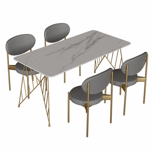 White Stone Top Dining Table Set 1/2/5 Pieces Contemporary Indoor Dinette Set Clearhalo 'Dining Room Sets' 'Dining Tables & Seating' 'dining_room_set' 'furn' 'furn_dining_room_set' 'Furniture' 'Kitchen & Dining Furniture' 5433747