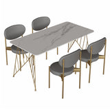 White Stone Top Dining Table Set 1/2/5 Pieces Contemporary Indoor Dinette Set Clearhalo 'Dining Room Sets' 'Dining Tables & Seating' 'dining_room_set' 'furn' 'furn_dining_room_set' 'Furniture' 'Kitchen & Dining Furniture' 5433747