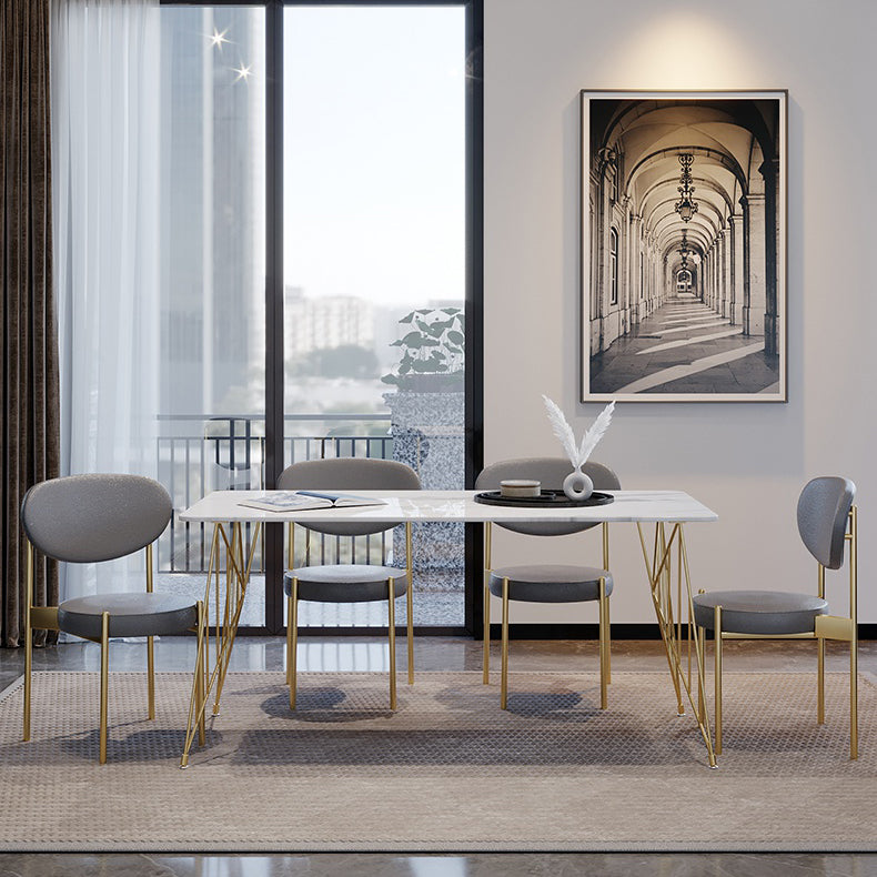 White Stone Top Dining Table Set 1/2/5 Pieces Contemporary Indoor Dinette Set Clearhalo 'Dining Room Sets' 'Dining Tables & Seating' 'dining_room_set' 'furn' 'furn_dining_room_set' 'Furniture' 'Kitchen & Dining Furniture' 5433748