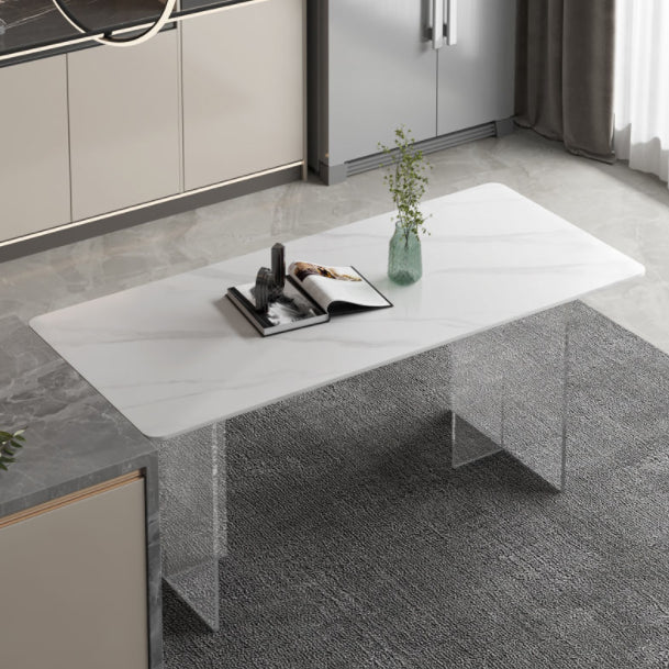 Modern 1/2/5 Pieces Dining Set Rectangle Stone Dining Table for Dining Room Kitchen Clearhalo 'Dining Room Sets' 'Dining Tables & Seating' 'dining_room_set' 'furn' 'furn_dining_room_set' 'Furniture' 'Kitchen & Dining Furniture' 5433760