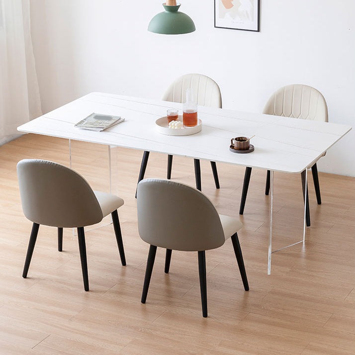 Designer Style Acrylic Dining Set 1/4/5 Pieces Home Table Dining Room Set 5 Pieces: White-Gold Table, 4 Chairs Clearhalo 'Dining Room Sets' 'Dining Tables & Seating' 'dining_room_set' 'furn' 'furn_dining_room_set' 'Furniture' 'Kitchen & Dining Furniture' 5433773