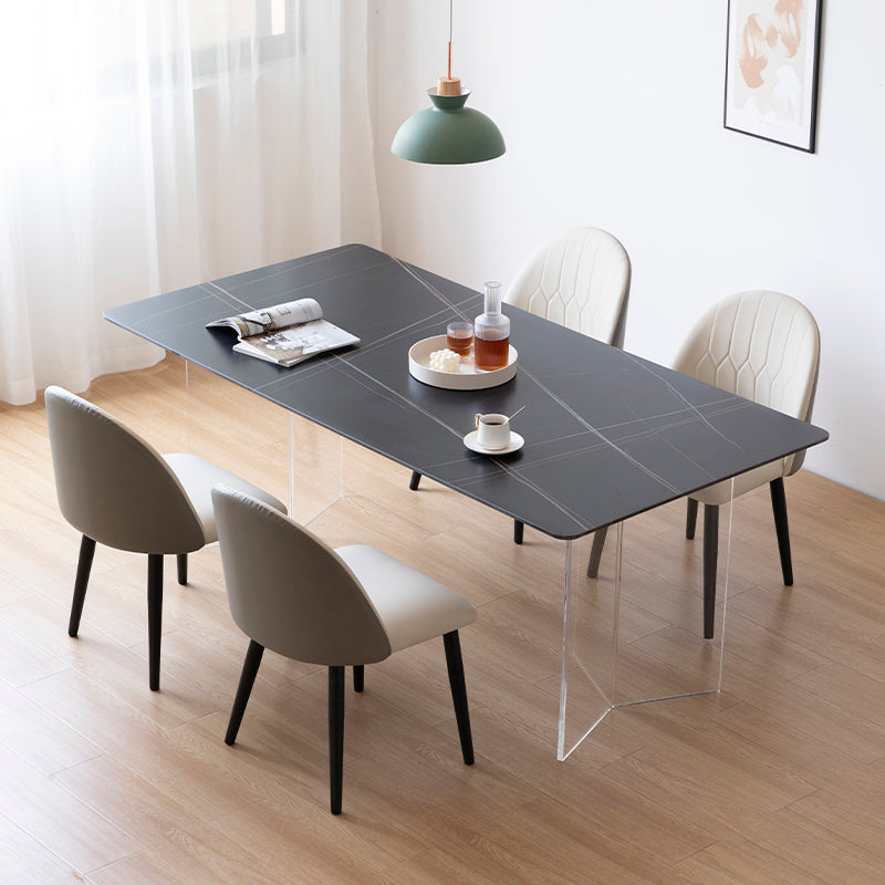 Designer Style Acrylic Dining Set 1/4/5 Pieces Home Table Dining Room Set 5 Pieces: Black-Gold Table, 4 Chairs Clearhalo 'Dining Room Sets' 'Dining Tables & Seating' 'dining_room_set' 'furn' 'furn_dining_room_set' 'Furniture' 'Kitchen & Dining Furniture' 5433777